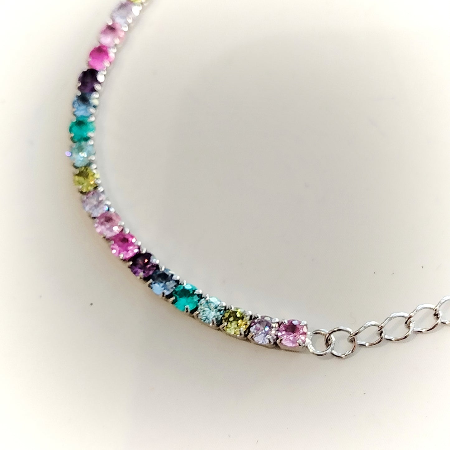 Bracciale tennis in argento 925, zirconi multicolore