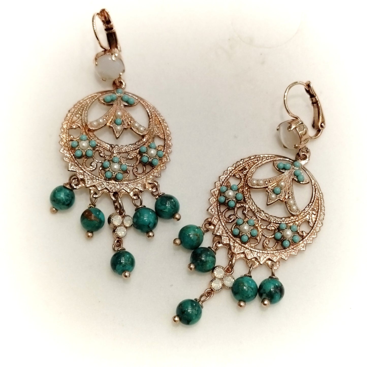 Orecchini Mariana - Golden rose - Lagune blue