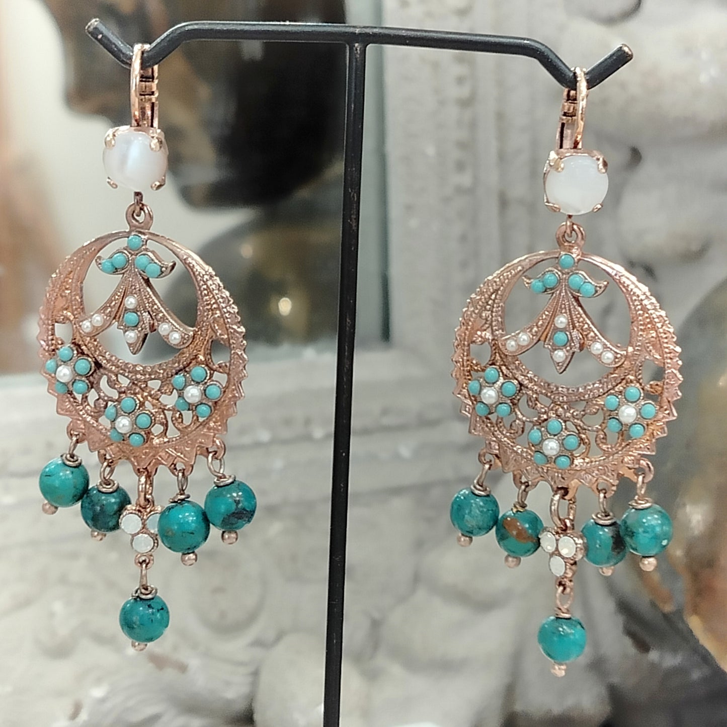 Orecchini Mariana - Golden rose - Lagune blue