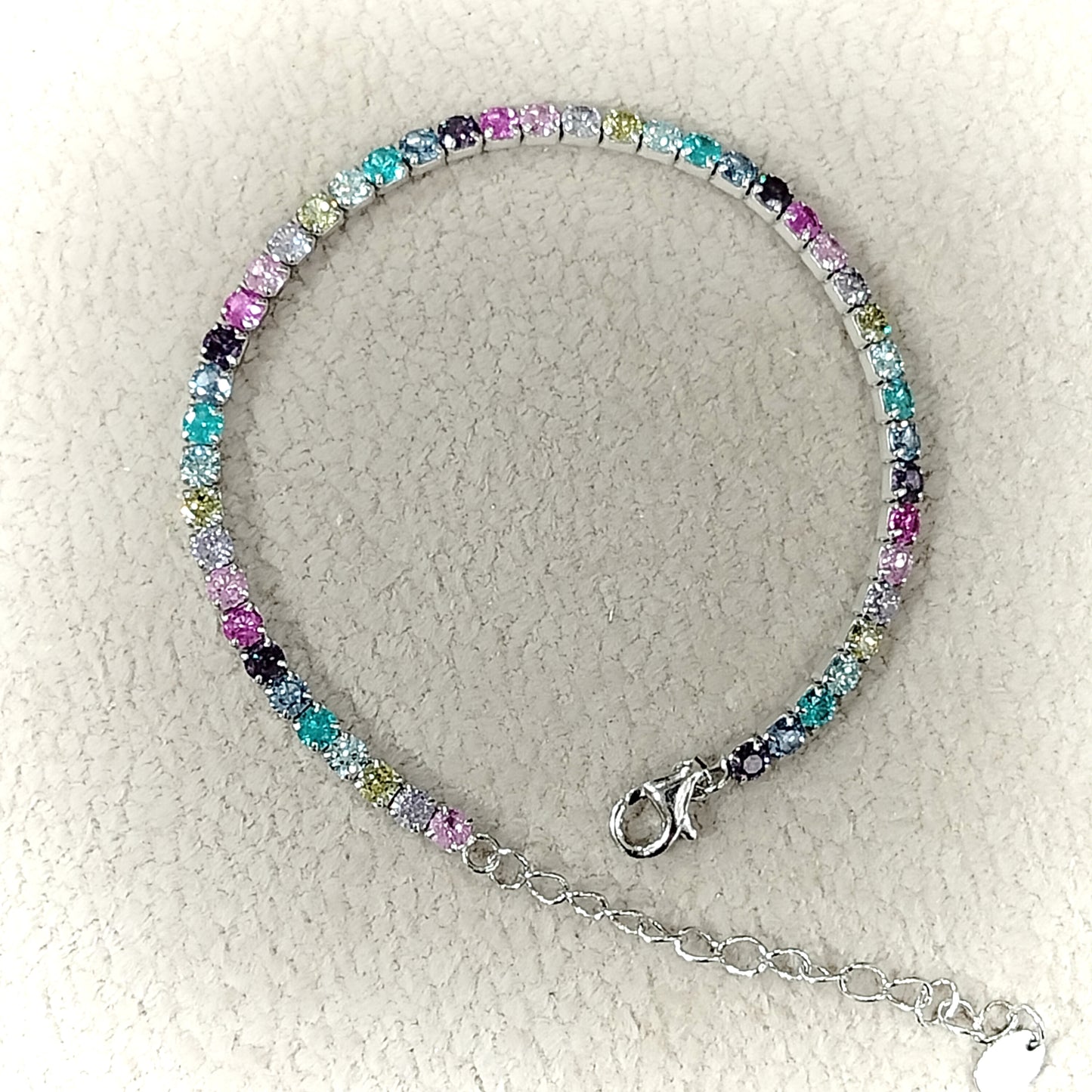 Bracciale tennis in argento 925, zirconi multicolore