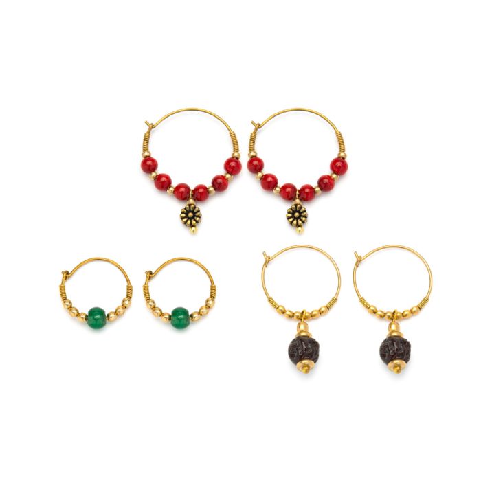 Orecchini Vestopazzo Set 3 cerchio con pendenti color