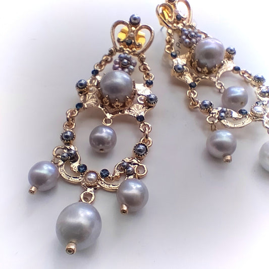 Orecchini - Vintage - Perle grigie