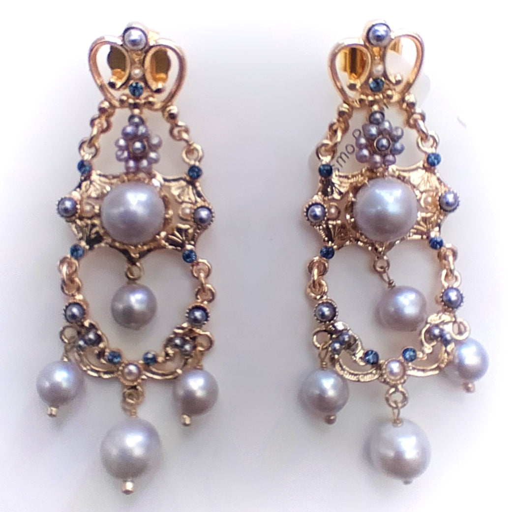 Orecchini - Vintage - Perle grigie