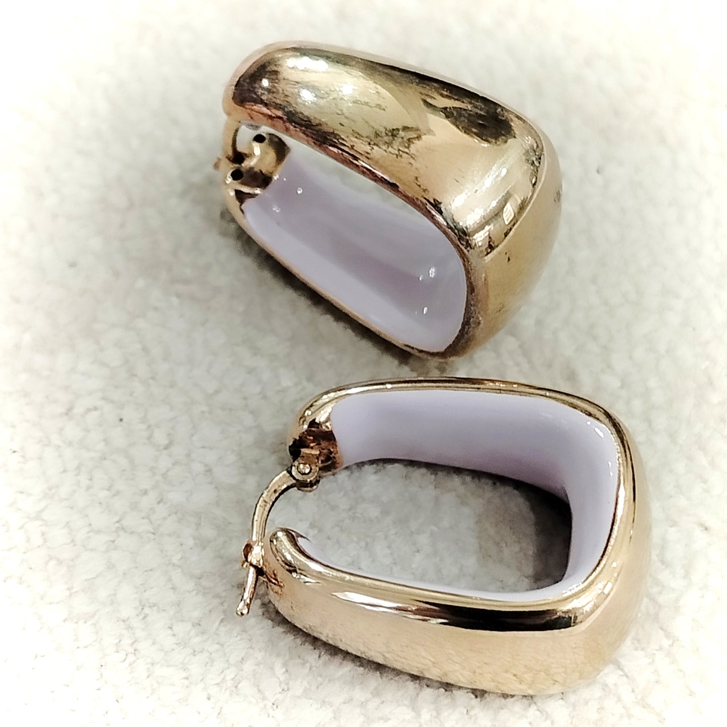 Orecchini Argento 925 smaltati a mano placcati oro - viola pastello chiaro