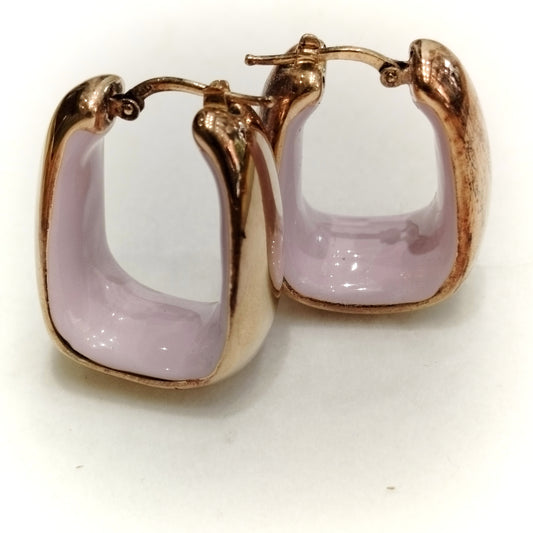 Orecchini Argento 925 smaltati a mano placcati oro - viola pastello chiaro