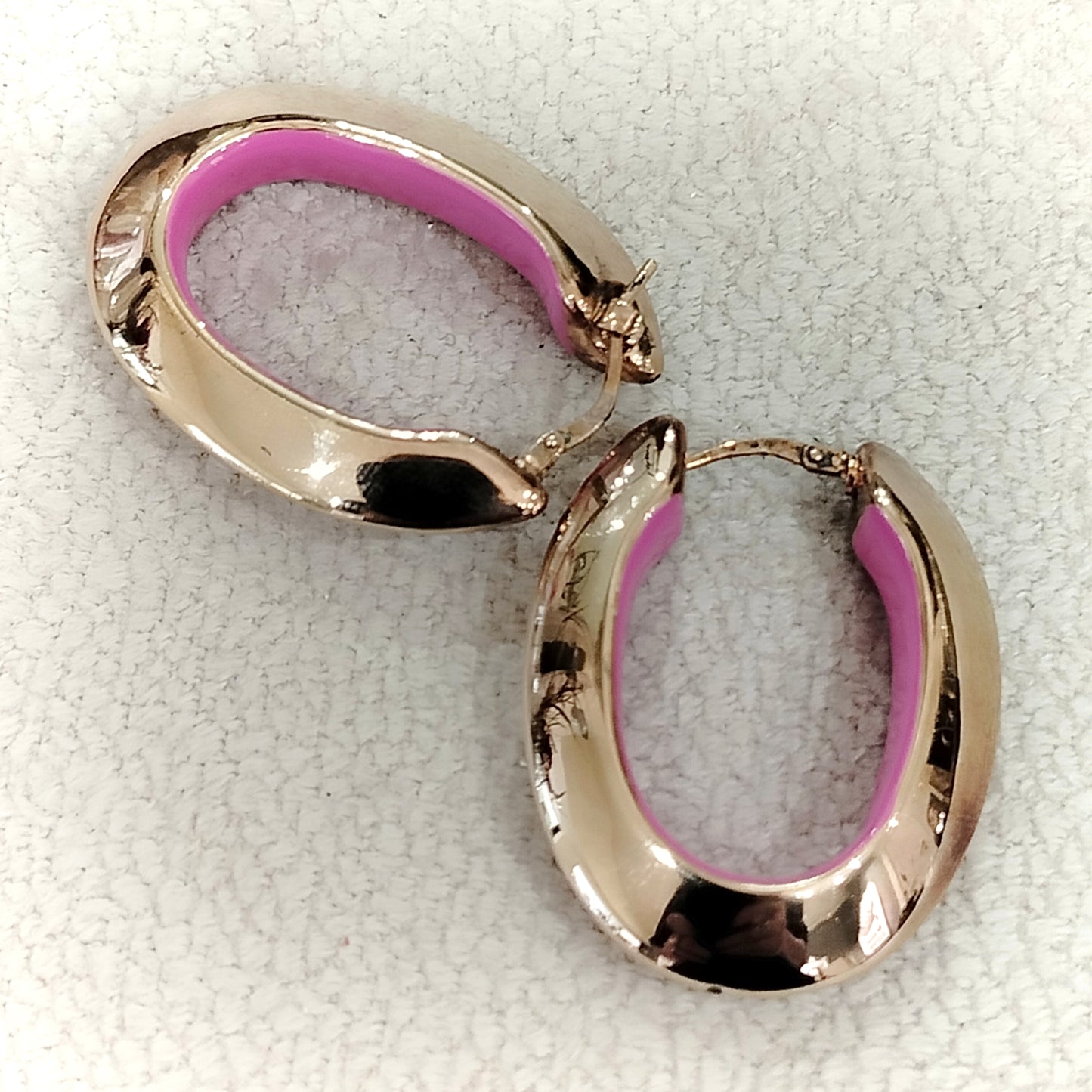 Orecchini Argento 925 smaltati a mano placcati oro - fucsia