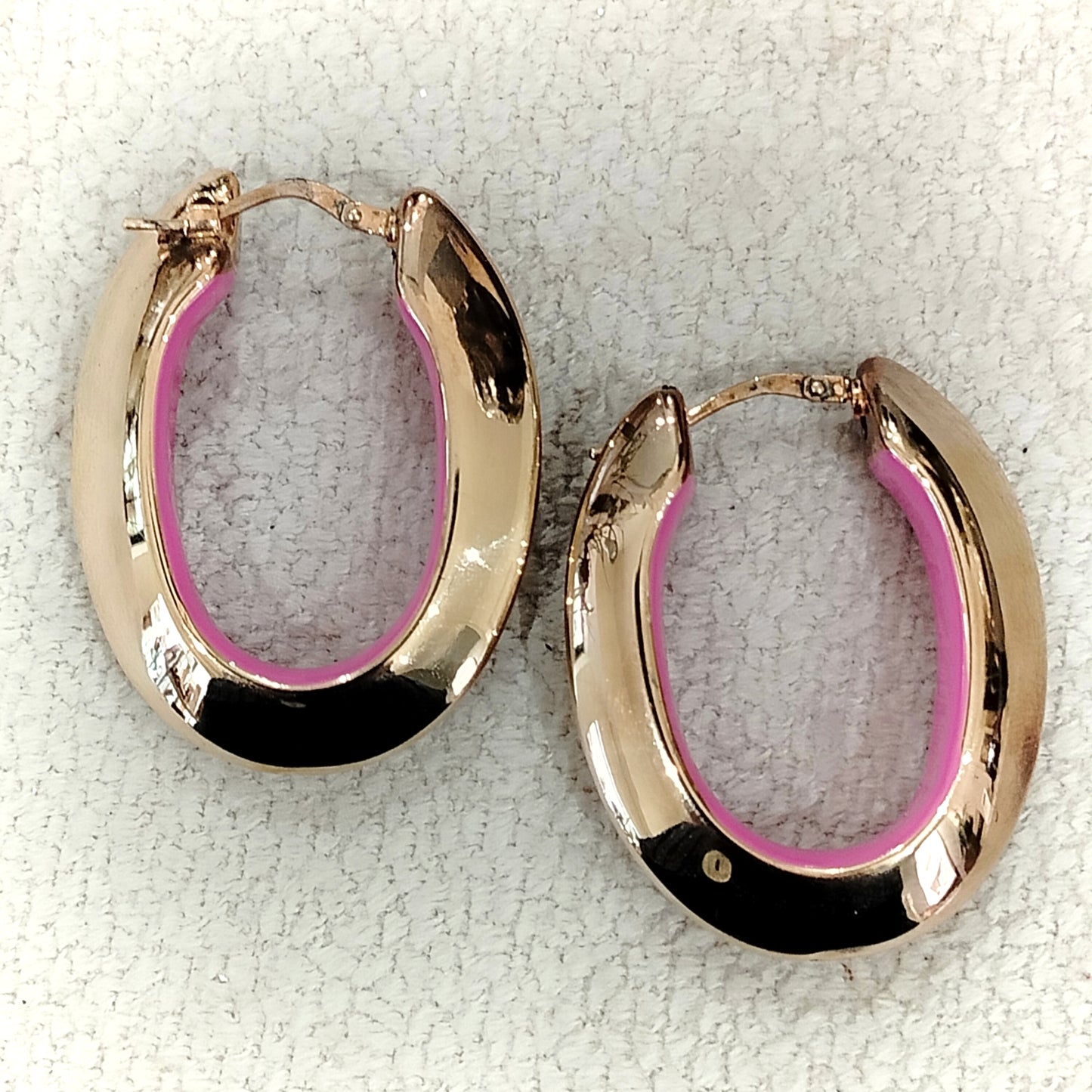 Orecchini Argento 925 smaltati a mano placcati oro - fucsia
