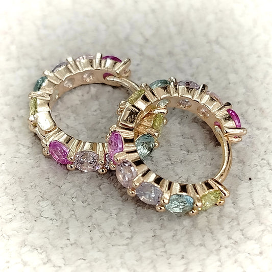 Orecchini Argento 925 placcato oro e cristalli multicolor