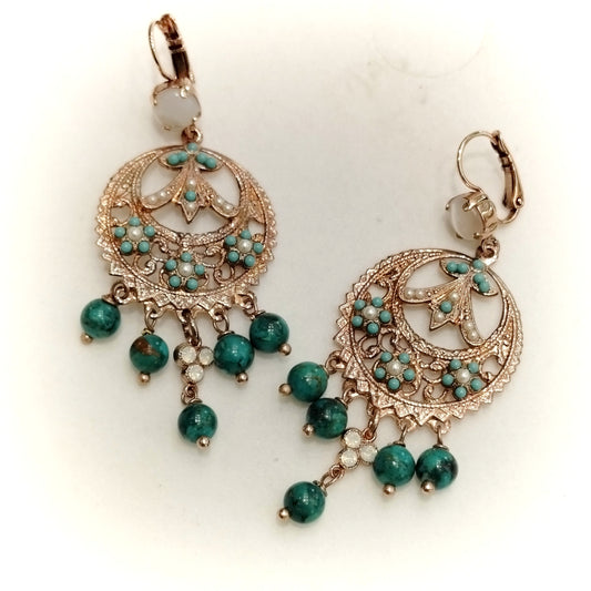 Orecchini Mariana - Golden rose - Lagune blue