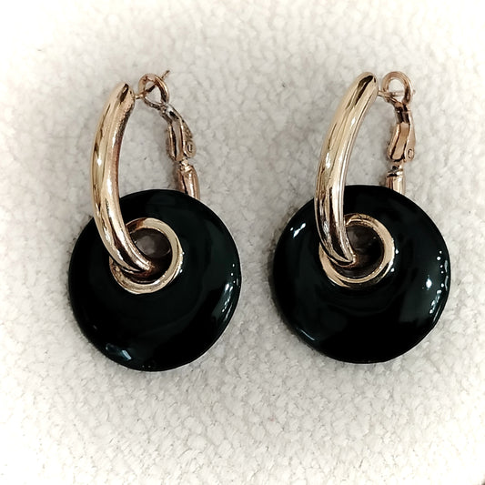 Orecchini Argento 925 smaltati a mano placcati oro - dark green