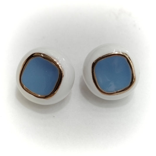 Orecchini Argento 925 smaltati a mano placcati oro - white and blue