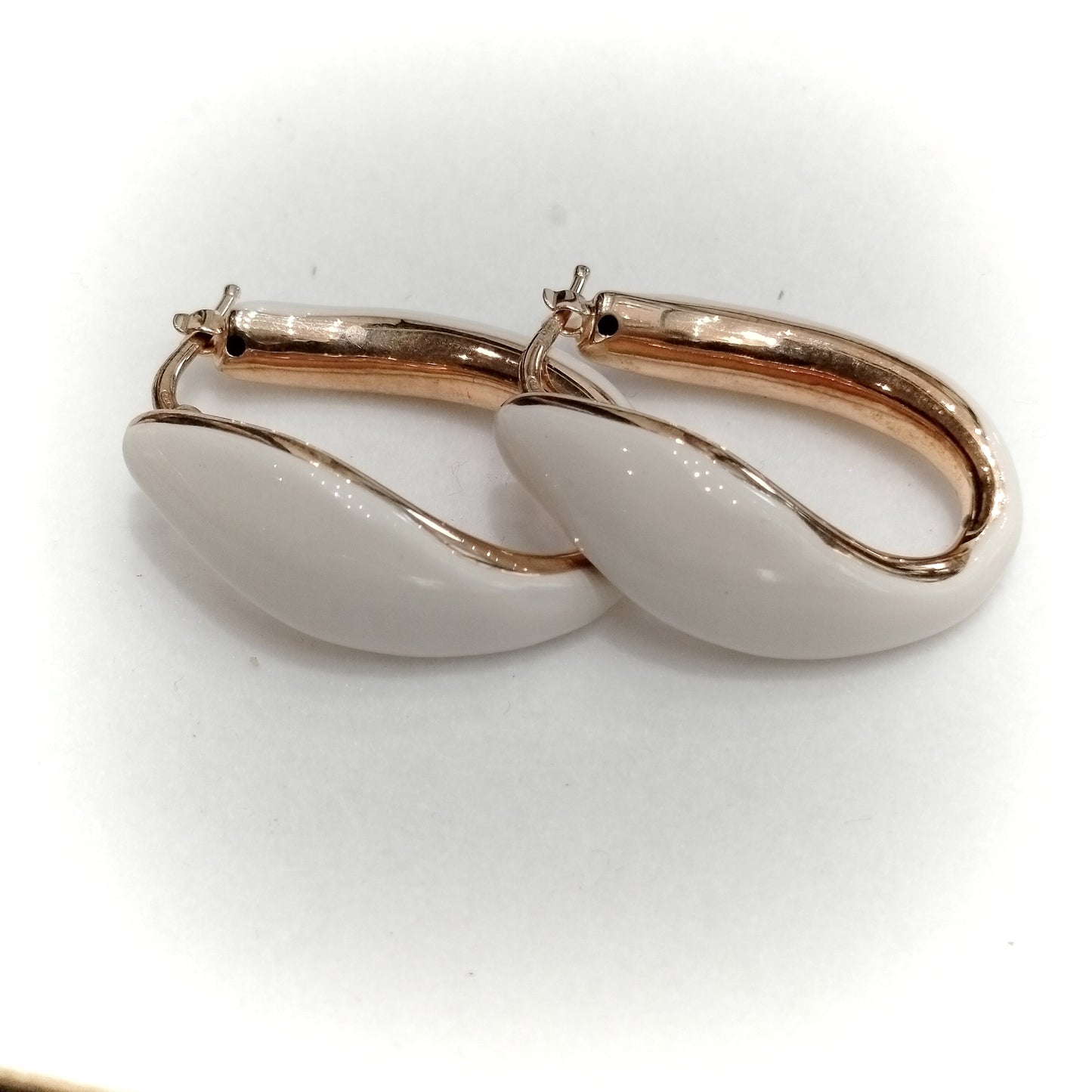 Orecchini Argento 925 smaltati a mano placcati oro - bianco crema