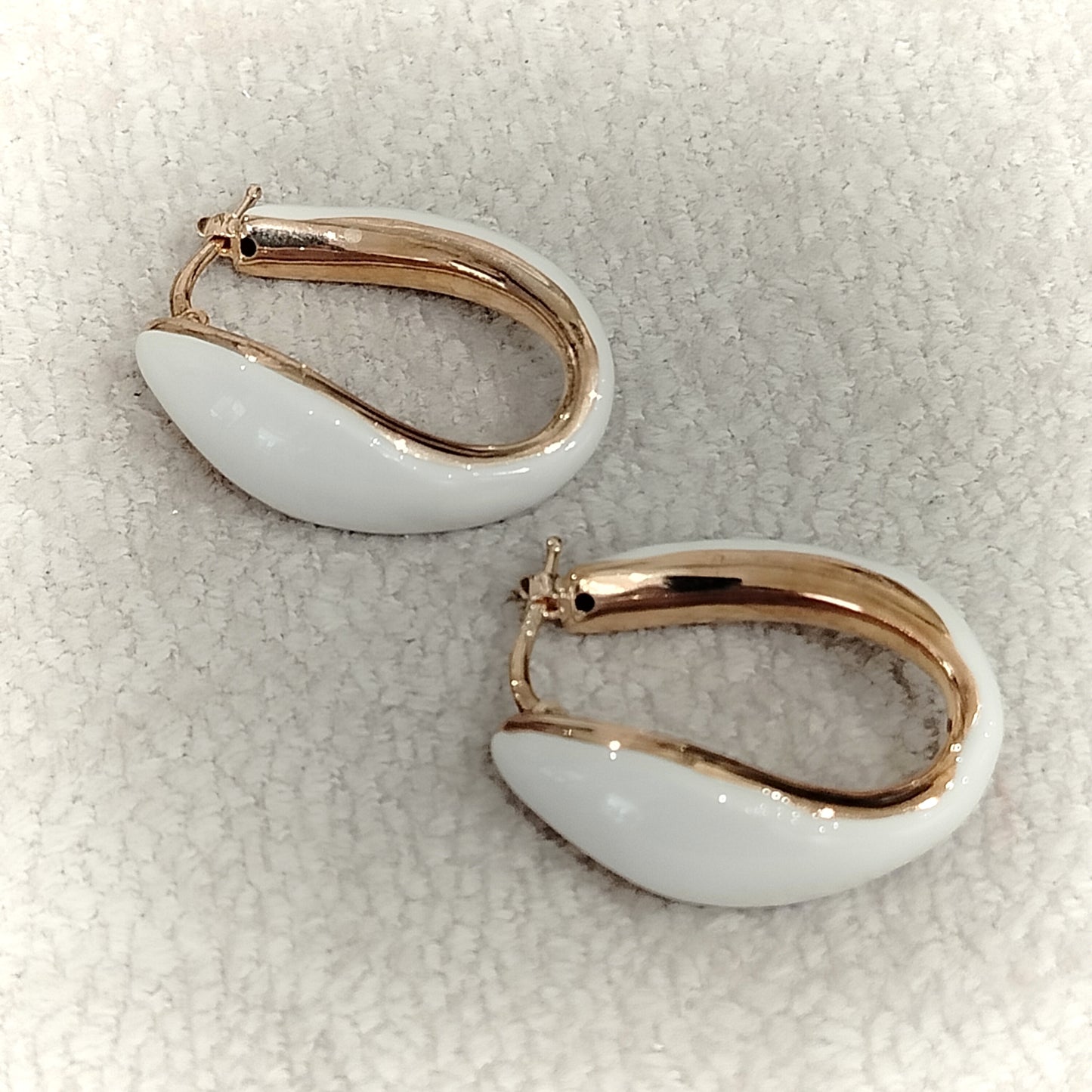 Orecchini Argento 925 smaltati a mano placcati oro - bianco crema