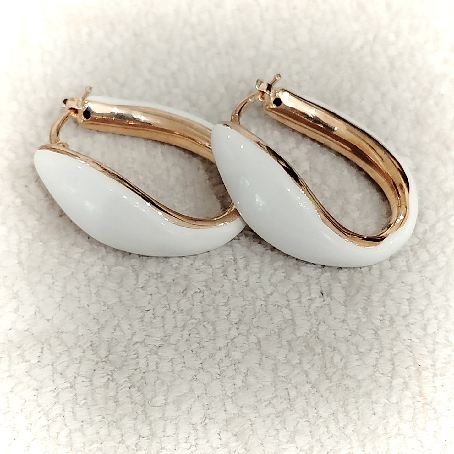 Orecchini Argento 925 smaltati a mano placcati oro - bianco crema