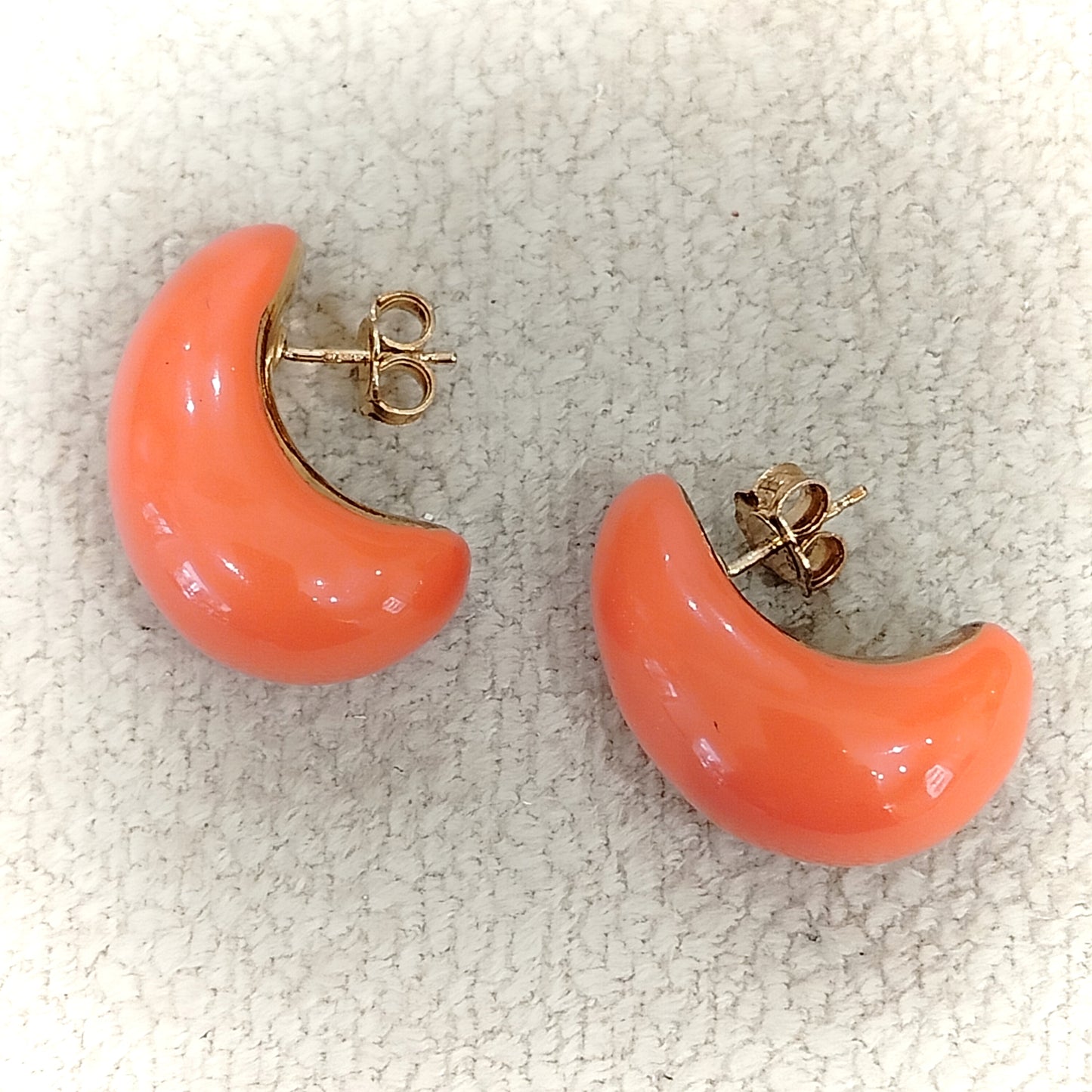Orecchini Argento 925 smaltati a mano placcati oro - corallo