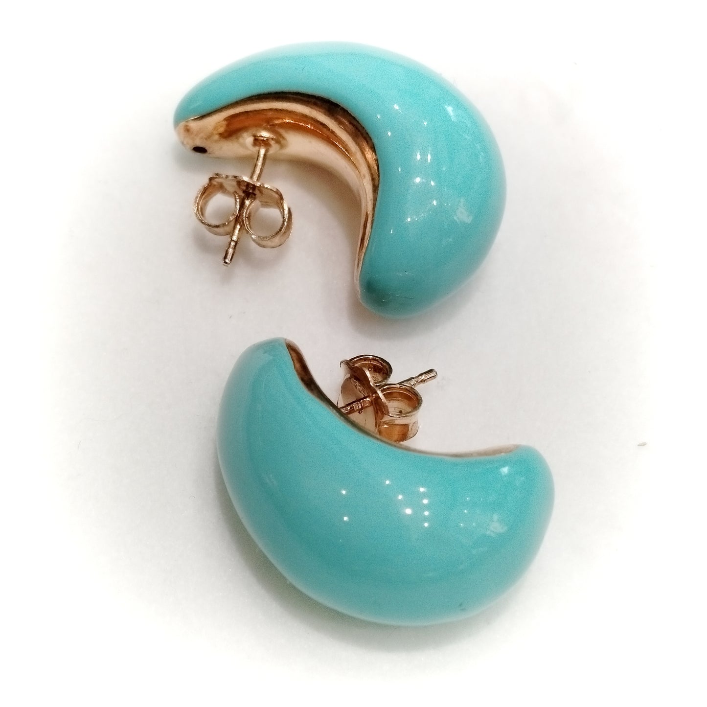 Orecchini Argento 925 smaltati a mano placcati oro - turchese