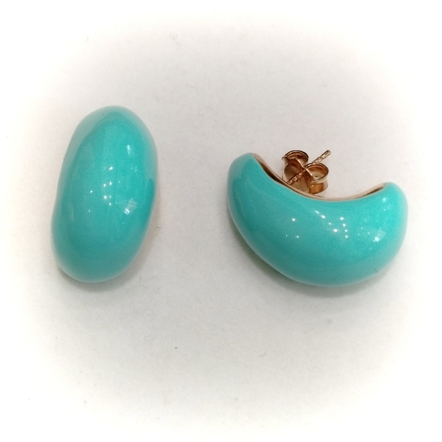 Orecchini Argento 925 smaltati a mano placcati oro - turchese
