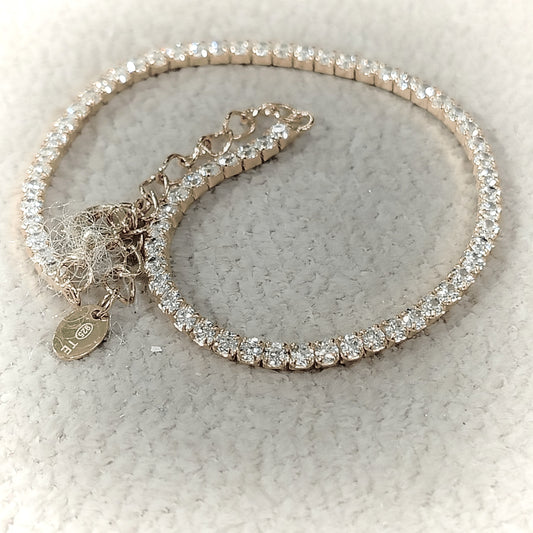Bracciale tennis in argento 925 placcato oro 18K con cristalli