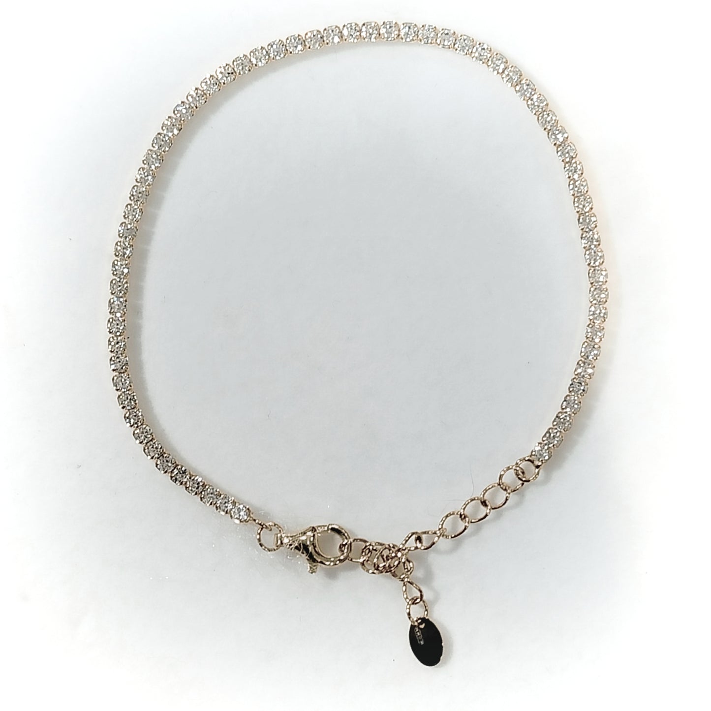 Bracciale tennis in argento 925 placcato oro 18K con cristalli