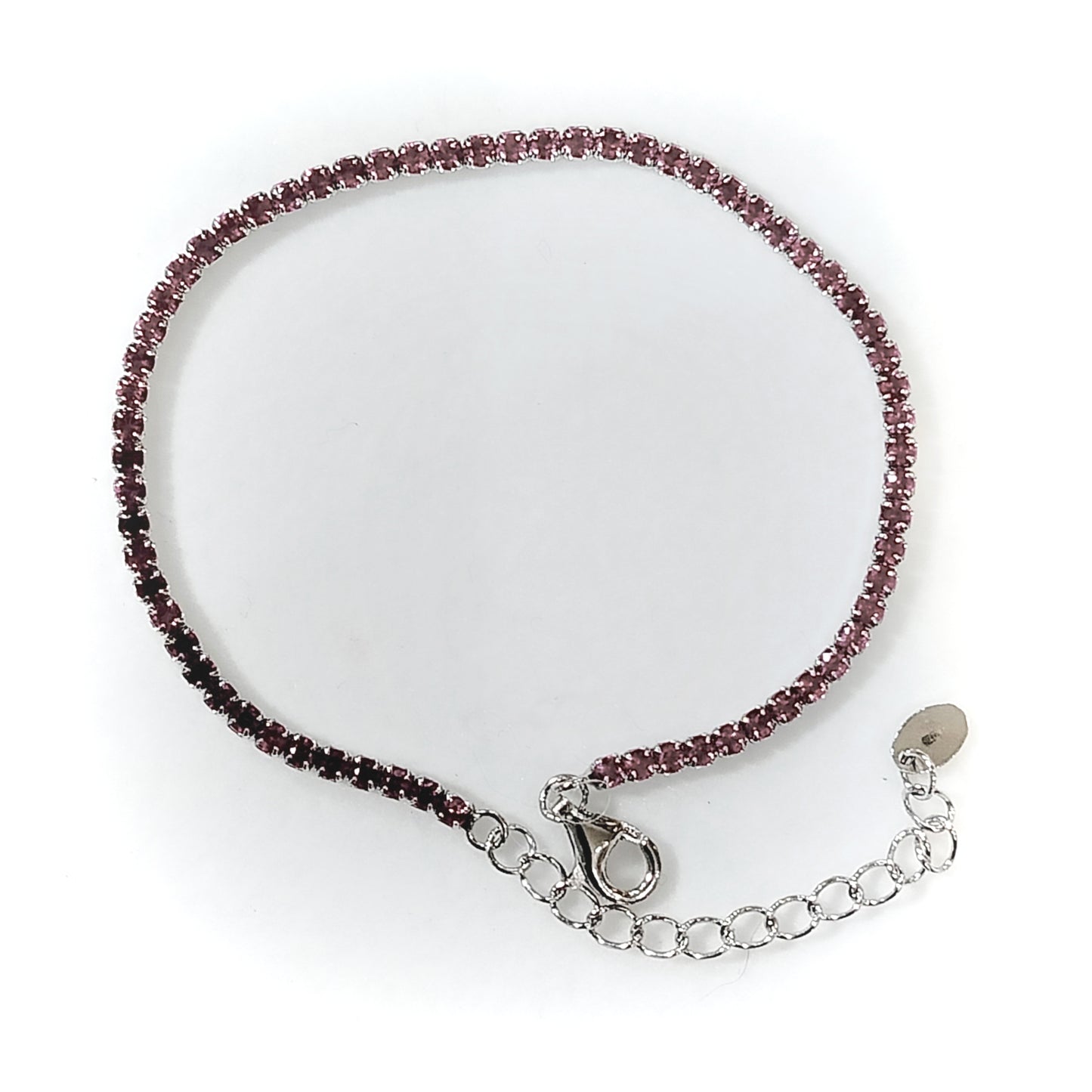 Bracciale tennis in argento 925, fucsia