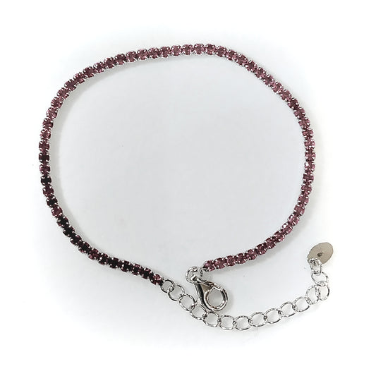 Bracciale tennis in argento 925, fucsia
