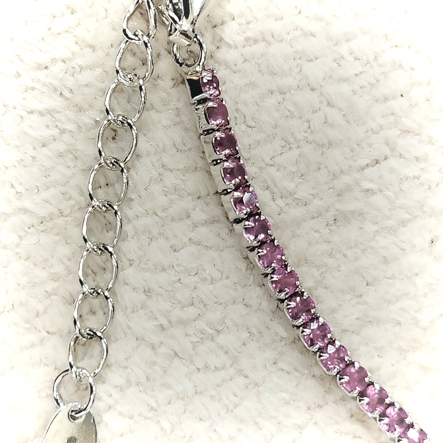 Bracciale tennis in argento 925, fucsia