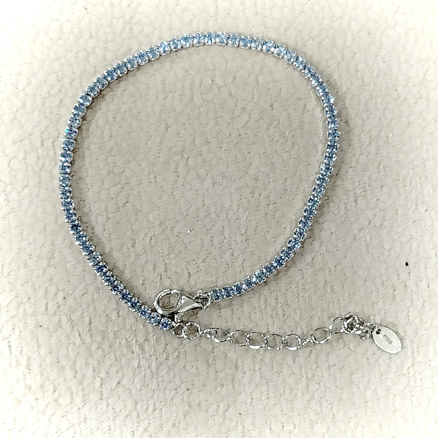 Bracciale tennis in argento 925, azzurro