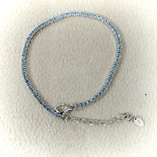 Bracciale tennis in argento 925, azzurro