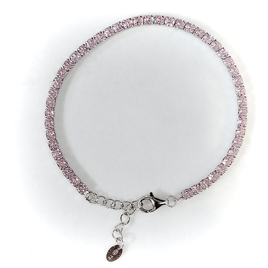 Bracciale tennis in argento 925, rosa